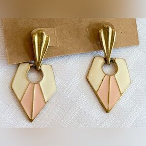 Vintage Gold and Cream Art Deco Earrings